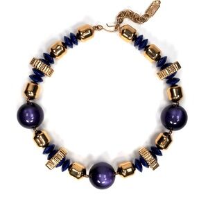 Vintage YSL Yves Saint Laurent Gold and Purple Beaded Necklace